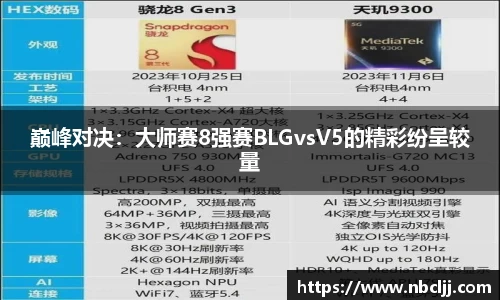 巅峰对决：大师赛8强赛BLGvsV5的精彩纷呈较量